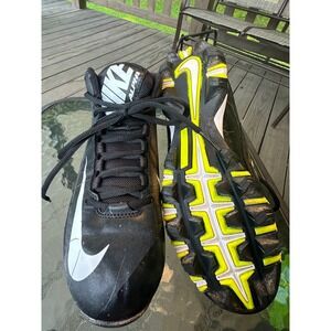 Nike Alpha Football Cleats‎ Molded High Top Black White Yellow Mens 8.5